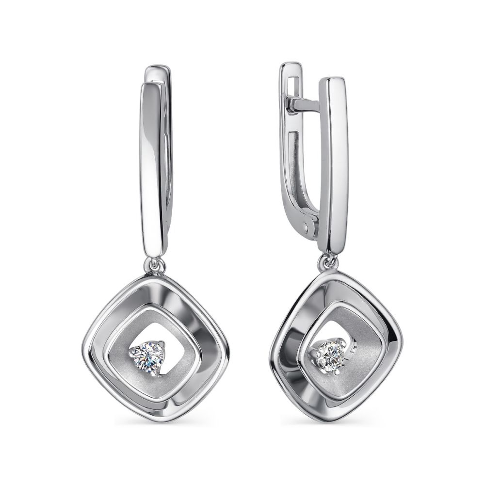 Серьги из серебра с фианитами