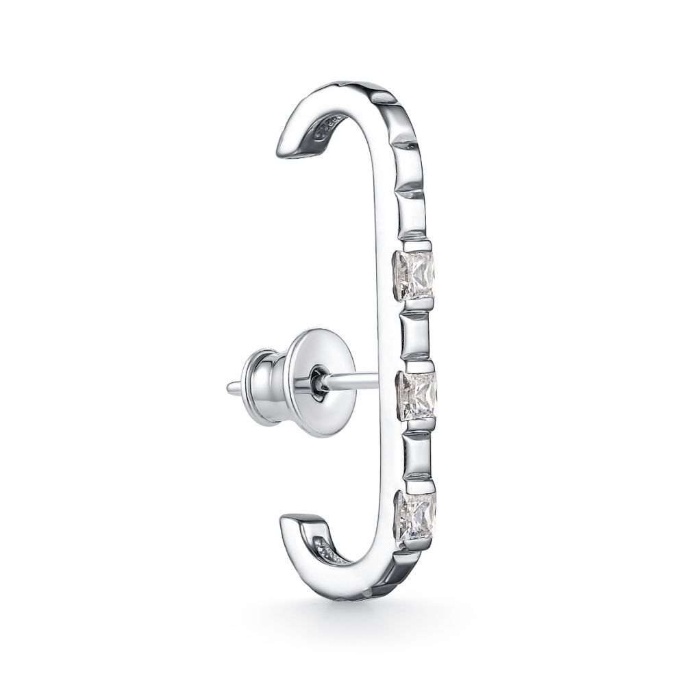 Моносерьга из серебра с фианитами Premium Quality