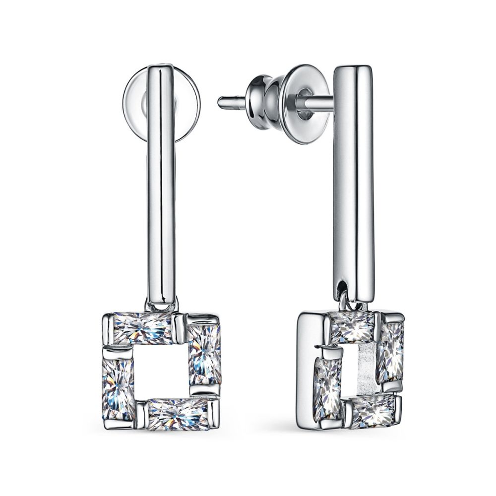 Серьги из серебра с фианитами