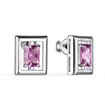 Серьги из серебра с корундом александрит