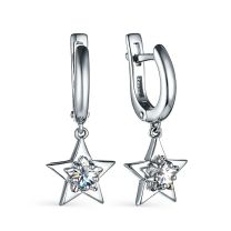 Серьги из серебра с фианитами