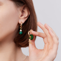 Серьги Dino & Malachite Gold
