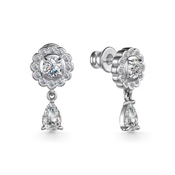 Серьги из серебра с фианитами
