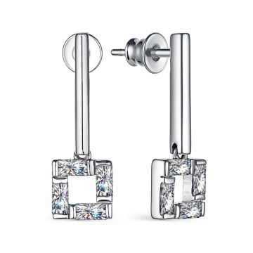 Серьги из серебра с фианитами