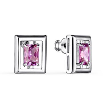 Серьги из серебра с корундом александрит