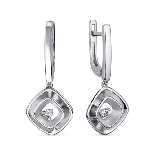 Серьги из серебра с фианитами