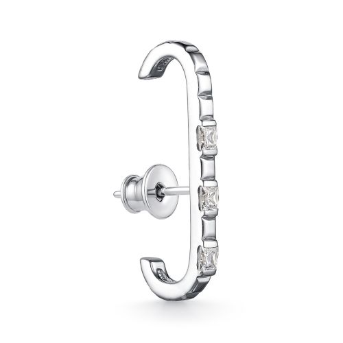 Моносерьга из серебра с фианитами Premium Quality