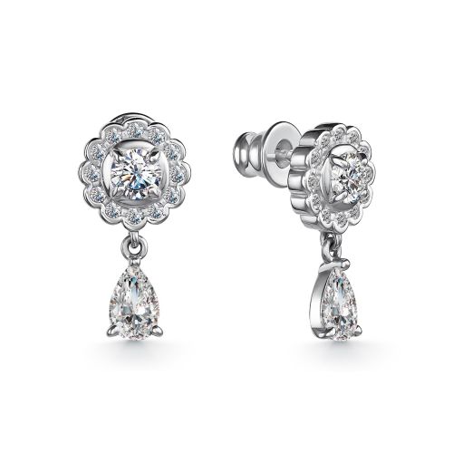 Серьги из серебра с фианитами