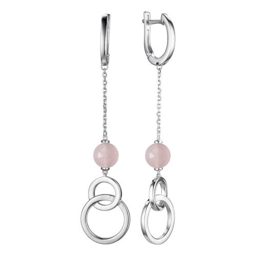 Серьги из серебра с розовым кварцем
