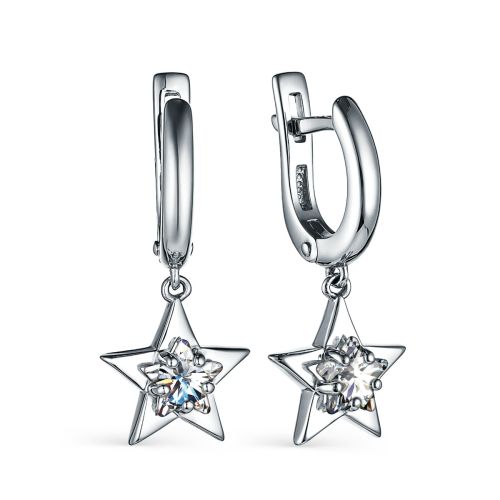 Серьги из серебра с фианитами
