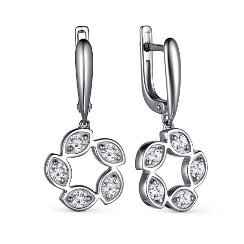 Серьги из серебра с фианитами